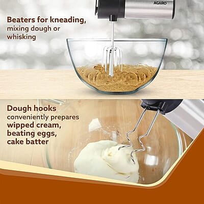 AGARO Elegant Hand Mixer, 300 Watts, Stainless Steel, 6 Interchangeable Speed Settings AGARO Elegant Hand Mixer, 300 Watts, Stainless Steel, 6 Interchangeable Speed Settings