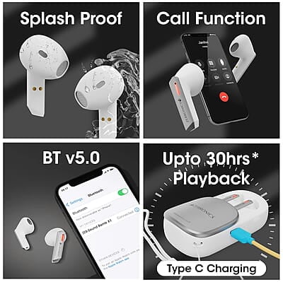 ZEBRONICS Sound Bomb X1 3-in-1 Wireless Bluetooth v5.0 In Ear Earbuds + Speaker Combo with 30 Hour Backup, Built-in LED Torch, Call Function, Voice Asst, Type C and Splash Proof Portable Design