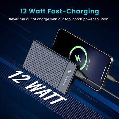 Portronics Luxcell B12 10,000mAh Ultra Slim Power Bank 12W Output USB-A Output Port & Type C Input Port