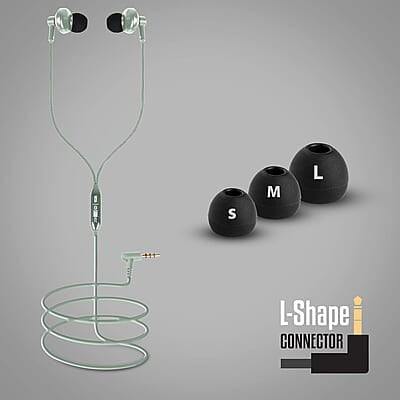 Zebronics Zeb-Buds 10 In Ear Wired Earphones with Mic, Metallic Design, L Shaped Connector, 13.5mm NdFeb Drivers