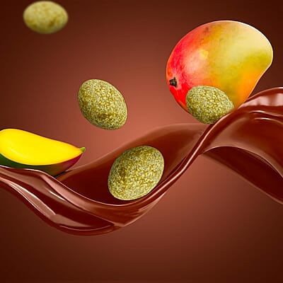 SMOOR Premium Chocolate Coated Mango Dragees  55% Cocoa Creamy Dark Couverture Chocolate Covered Mango 100g