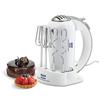 KENT 16051 Hand Blender 300 W | 5 Variable Speed Control | Multiple Beaters & Dough Hooks | Turbo Function, Plastic, 300 Watts