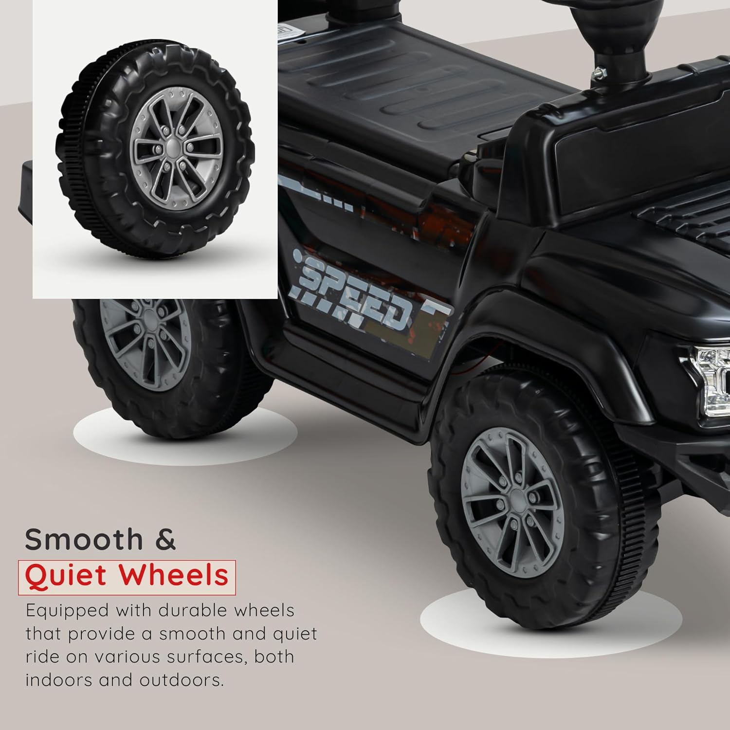 Baybee Push Ride on Baby Jeep for Kids Toys with LED Light & Storage Bin-Black Baybee Push Ride on Baby Jeep for Kids Toys with LED Light & Storage Bin-Black