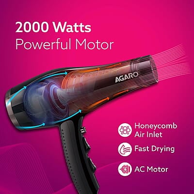 AGARO HD-1150 2000 Watts Professional Hair Dryer with Concentrator AGARO HD-1150 2000 Watts Professional Hair Dryer with Concentrator