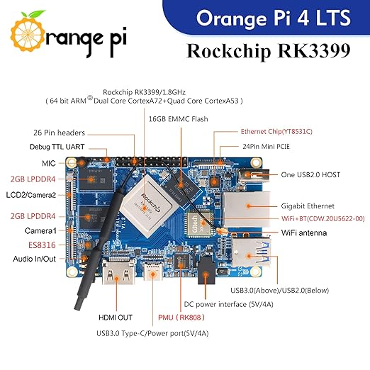 Orange Pi 4 LTS 4GB RAM 16GB EMMC Orange Pi 4 LTS 4GB RAM 16GB EMMC