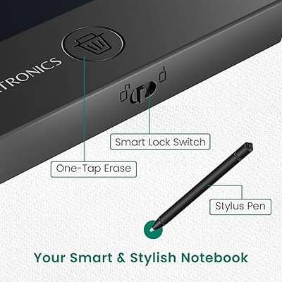 Portronics Ruffpad 22 LCD Writing Pad with 22 Inches Large Screen, Stylus Pen, Erase Button, Erase Lock Switch for Birthday Gift, Kids Toys, Students, School, Office (Black) Portronics Ruffpad 22 LCD Writing Pad with 22 Inches Large Screen, Stylus Pen, Erase Button, Erase Lock Switch for Birthday Gift, Kids Toys, Students, School, Office (Black)