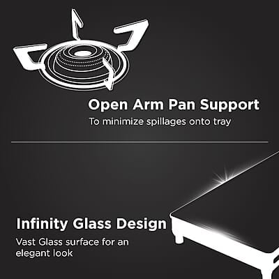 Preethi Luxe 2 Burner Glass Top Gas Stove With Driptray Less Infinity Design Preethi Luxe 2 Burner Glass Top Gas Stove With Driptray Less Infinity Design