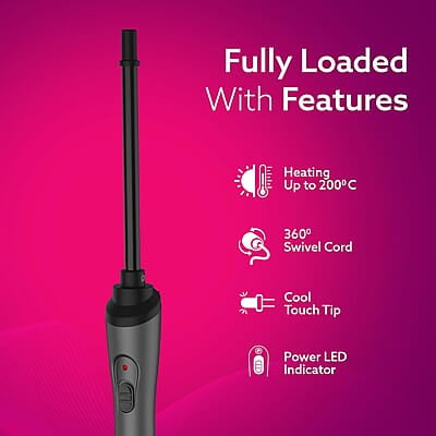 AGARO HC8001 Hair Curler With 10MM Barrel, Rod, Tong, Chopstick Hair Curler, Ceramic Coated Plates