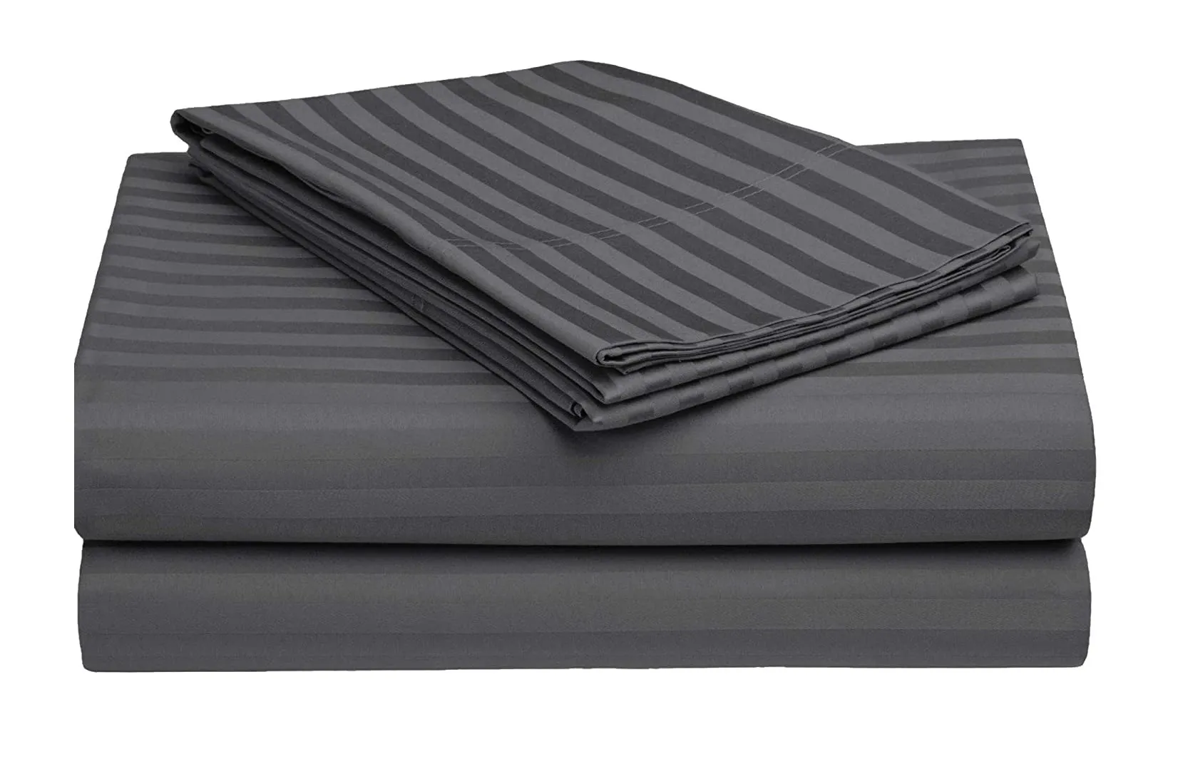 Bedsheet (Fitted) Glace Cotton 300 TC - Striped - Steel Grey