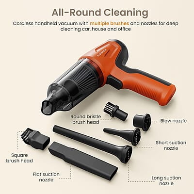 Ambrane 12kPA Powerful Suction 80W Wireless Hand Vacuum & Air Blower 2-in-1 Wireless Vacuum Cleaner