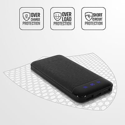 ZEBRONICS MB10000S4 Power Bank, 10000 mAh, 12W, Dual USB Output, Type C & Micro USB Input, Built in Protections, Percentage LED Display, Included USB to Type C Cable
