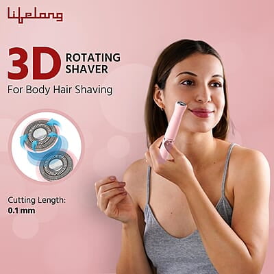 Lifelong Trimmer for Women 4 in 1 Women Trimmer, 60 Minutes Runtime, Rechargeable Women Trimmer Pink