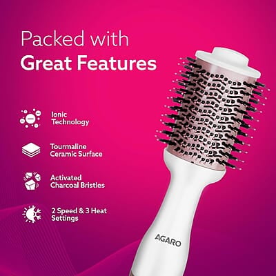 AGARO HV2179 Professional Volumizer Hair Dryer, 24K Gold Styling Surface