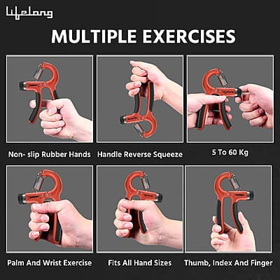 Lifelong Adjustable Hand Grip Strengthener, Hand Gripper for Men & Women for Gym Workout Lifelong Adjustable Hand Grip Strengthener, Hand Gripper for Men & Women for Gym Workout