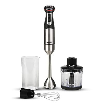 AGARO Grand 1000 Watts Hand Blender With Chopper, Jar & Whisker, 2 Variable Speed Modes & Speed Regulator, Stainless Steel Blades(Black), 400mmx60mm