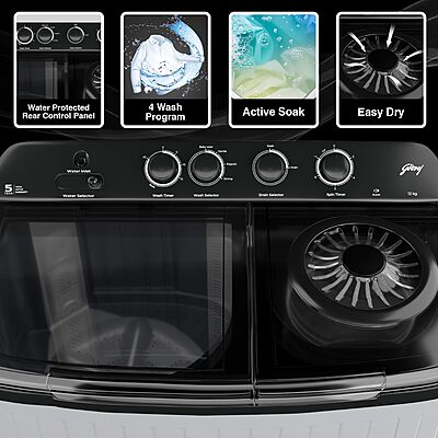Godrej 12 Kg 5 Star Semi-Automatic Top Load Washing Machine With Air Dry and 4 Wash Programs