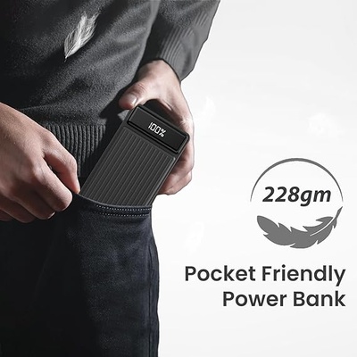 Portronics Luxcell B 10K 10000 mAh 22.5W Fast Charging Power Bank, Ultra Slim Power Bank with Mach USB-A Output, Type C PD Output, Type C Input, Wake Up Button Portronics Luxcell B 10K 10000 mAh 22.5W Fast Charging Power Bank, Ultra Slim Power Bank with Mach USB-A Output, Type C PD Output, Type C Input, Wake Up Button