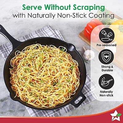 Wonderchef Forza Cast-Iron 20 cm Fry Pan, Pre-Seasoned Cookware, Induction Friendly, 3.8mm