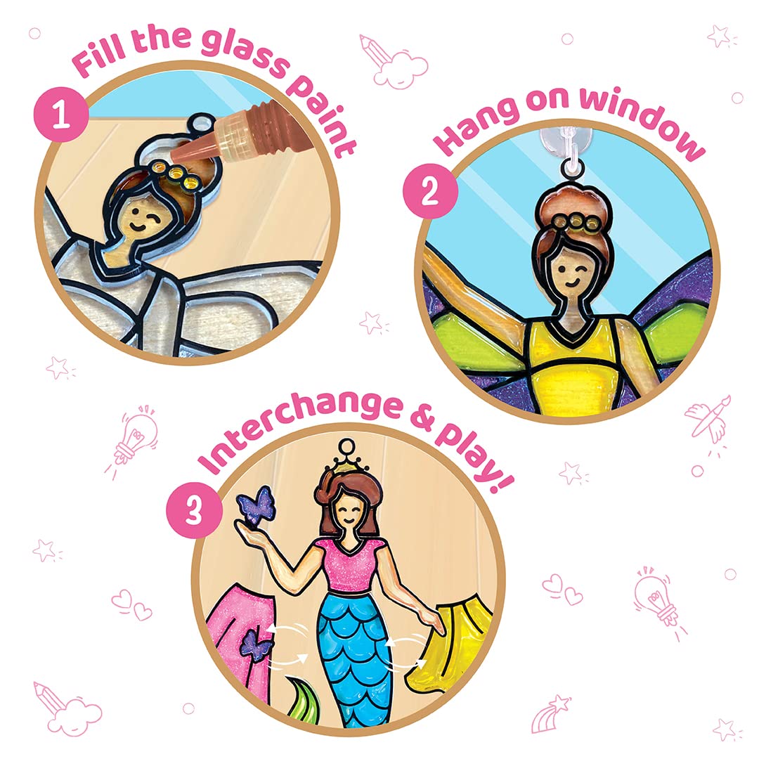 Imagimake Window Art - Princess - 16 Pieces Glass Painting Set Imagimake Window Art - Princess - 16 Pieces Glass Painting Set