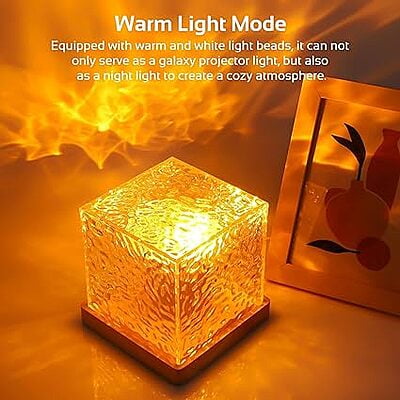 Projector Lights Ocean Wave, Romantic Warm Ocean Wave Water Night Light Projector 3D Water Wave Effect, Romantic LED Light Projector Projection Lamps Crystal Table Lamp for Bedroom Decor