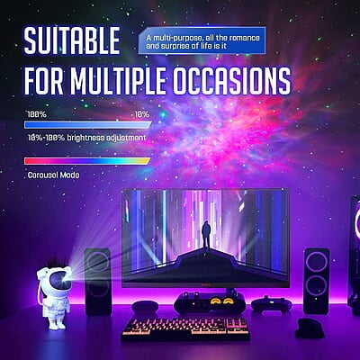 Astronaut Galaxy Projector with Remote Control - 360° Adjustable Timer Kids Astronaut Nebula Night Light, for Gifts,Baby Adults Bedroom, Gaming Room, Home and Party (Corded Electric)