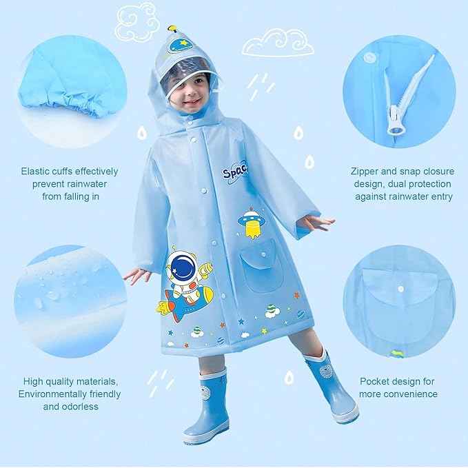Reusable Waterproof EVA Raincoat Jacket for Kids Cartoon-Printed Design Safety Features for Girls'(3-4) Reusable Waterproof EVA Raincoat Jacket for Kids Cartoon-Printed Design Safety Features for Girls'(3-4)