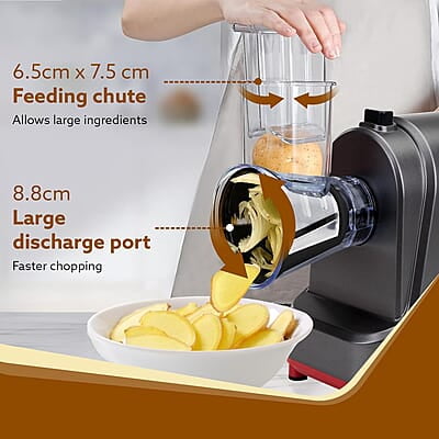 AGARO Marvel Electric Grater & Slice Machine,250W Professional Electric Cheese Grater,Automatic Electric Grater for for Fruits, Cheeses & Vegetables, 5 Free Attachments, Grey & Red AGARO Marvel Electric Grater & Slice Machine,250W Professional Electric Cheese Grater,Automatic Electric Grater for for Fruits, Cheeses & Vegetables, 5 Free Attachments, Grey & Red