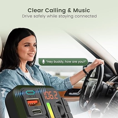 Portronics Auto 22 Car Bluetooth Receiver with Hands-Free Calling & Music, 20W Type-C PD, 18W USB Fast Charging, Bass & Treble Control, Multi-Functional Buttons for Wireless Car Stereo Audio (Black) Portronics Auto 22 Car Bluetooth Receiver with Hands-Free Calling & Music, 20W Type-C PD, 18W USB Fast Charging, Bass & Treble Control, Multi-Functional Buttons for Wireless Car Stereo Audio (Black)