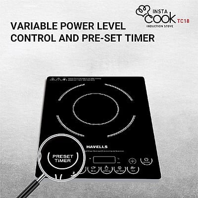 Havells Induction Cooktop Tc 18 1800 Watt (Crystal Glass, Black) Havells Induction Cooktop Tc 18 1800 Watt (Crystal Glass, Black)