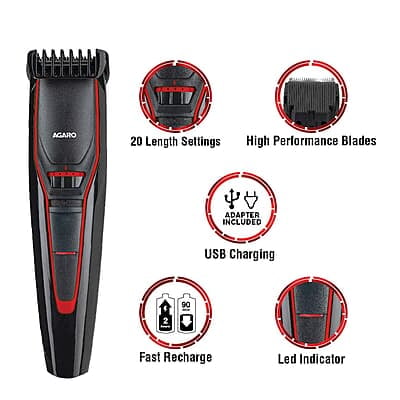 Agaro MT-6001 Cordless Beard Trimmer For Men