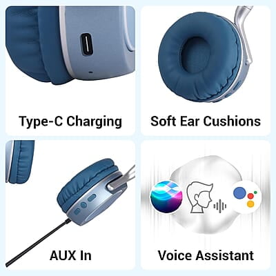 ZEBRONICS DUKE 2 Wireless Headphone, Supports Bluetooth, Dual Pairing, Deep Bass, up to 60h Battery Backup, AUX, Environmental Noise Cancellation, Gaming Mode, Now with Type C Charging