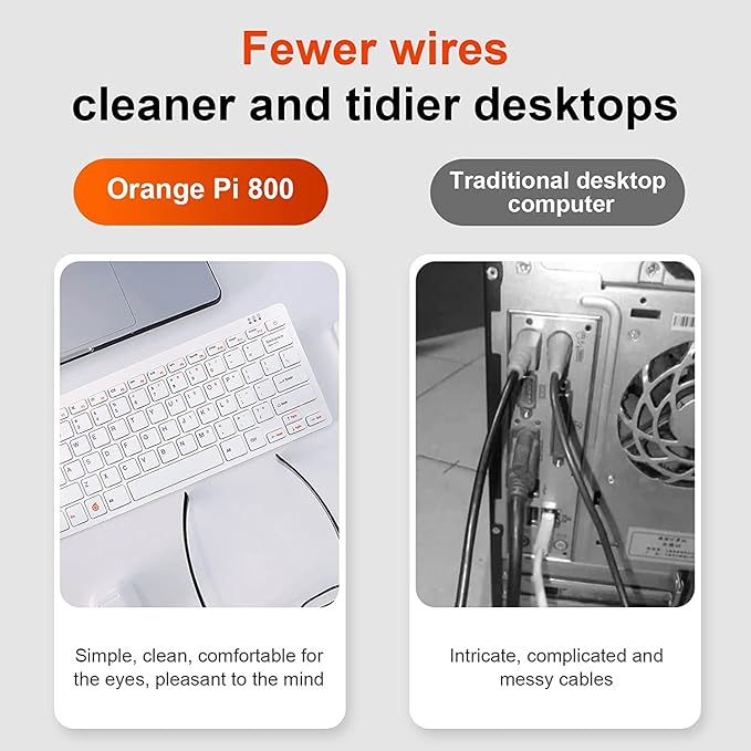 Orange Pi 800 Mini PC Kit with 4GB RAM, 64GB EMMC, Official Keyboard, 800 Keyboard (Pi 800+5V4A Power Supply) With WiFi Connection, White Orange Pi 800 Mini PC Kit with 4GB RAM, 64GB EMMC, Official Keyboard, 800 Keyboard (Pi 800+5V4A Power Supply) With WiFi Connection, White