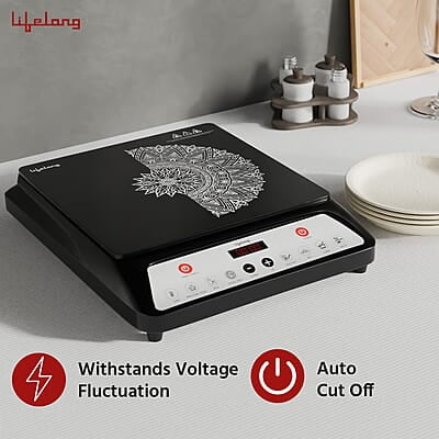 Lifelong 1800 Watt Induction Stove With Surge Protection, Electric Induction, 7 Preset Indian Menu Options