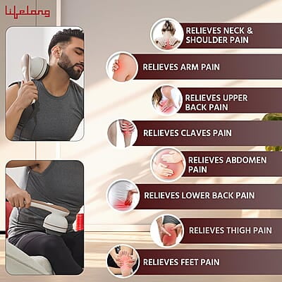 Lifelong Electric Body Massager Machine for Pain Relief  9 Massage Heads Multiple Speed Setting