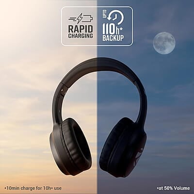 ZEBRONICS New Launch Aeon Wireless Over Ear Headphone with 110H Battery Backup, Supports Bluetooth & Aux, Gaming Mode, Enc, Dual Pairing, Rapid Charging