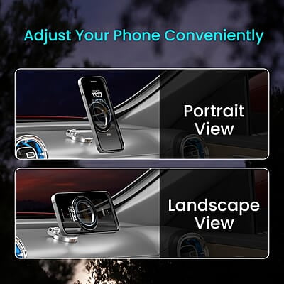 Portronics Mogun 3 Magnetic Car Phone Holder with 360° Rotation Base, Strong Magnets Metal Alloy Build