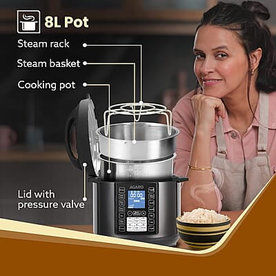 AGARO Imperial Electric Pressure Cooker, 8 Litres Inner Pot, 14 Pre-Set multi Cooking Functions