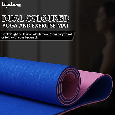 Lifelong Dual Color TPE Material Yoga Mat for Women & Men 6mm Anti-Slip Yoga Mat for Gym Workout Exercise Mat Lifelong Dual Color TPE Material Yoga Mat for Women & Men 6mm Anti-Slip Yoga Mat for Gym Workout Exercise Mat