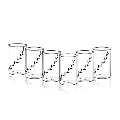 Borosil Vision Black Krip 295 ml Set of 6 pcs Transparent Drinking Glass |Borosilicate Glass Tumblers for Water, Cold Drinks, Juice| Flame Proof, Microwave & Dishwasher Safe | for Daily use & Gifting