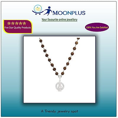 Silver Tied Rudraksha Mala/Chain with Ayyappan Pendent/Dollar