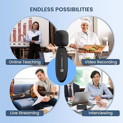 Portronics Dash 7 Omnidirectional 8 Pin Wireless Microphone, Noise Cancellation, Plug & Play, Lapel Wireless Mic for Video Recording, Supports 8 Pin iPhone, iPads (Black) Portronics Dash 7 Omnidirectional 8 Pin Wireless Microphone, Noise Cancellation, Plug & Play, Lapel Wireless Mic for Video Recording, Supports 8 Pin iPhone, iPads (Black)