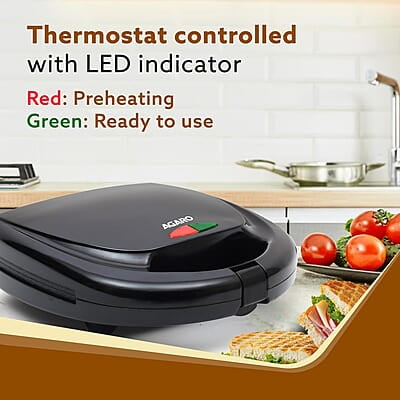 AGARO Delite Sandwich Maker, 750W, 4 Slice Non Stick Grill Plate