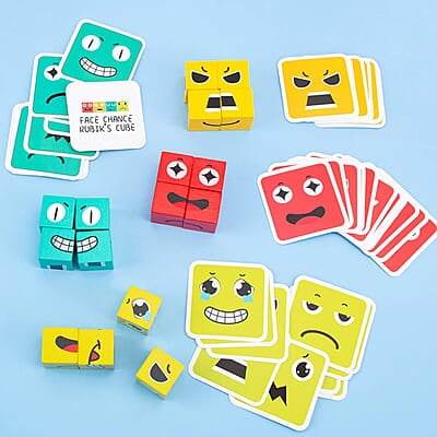 Emoji Cube Face Change Game for Kids, Learning Educational Emotion Change Blocks, Cute Face Changing Cube, Expressions Puzzles Toy for Kids Ages 3 Years and Up 54 Cards Emoji Cube Face Change Game for Kids, Learning Educational Emotion Change Blocks, Cute Face Changing Cube, Expressions Puzzles Toy for Kids Ages 3 Years and Up 54 Cards