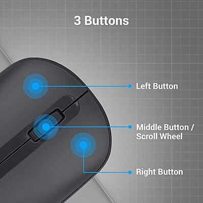 ZEBRONICS Pulse Wireless Mouse, Multi Connectivity, Dual Bluetooth, for Mac, Laptop, Computer, Tablet, 2.4GHz, 1200 DPI, Comfortable & Lightweight
