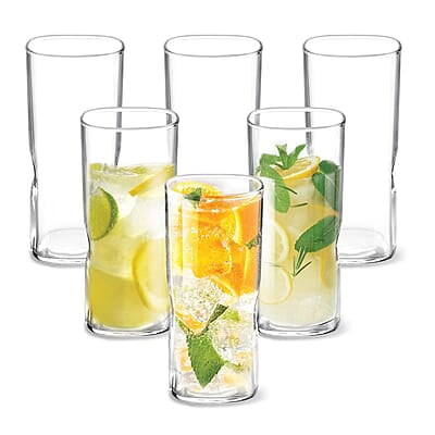 Treo By Milton Gripper Glass Tumbler Set of 6, 295 ml Each, Transparent | Dishwasher Safe | Serve Juices | Cold Drinks | Milkshake | Falooda | Water | Cocktails | Mixed Drinks