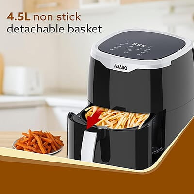 AGARO Galaxy Digital Air Fryer For Home, 4.5L, Electric Air Fryer, Convection Oven, 1400W, 7 Preset Programs & Reheat, 360 Degrees Air