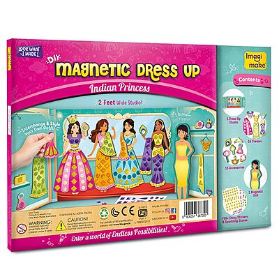 Imagimake DIY Magnetic Dress-Up Indian Princess |Pretend Play Toys for Girls | 30 Magnetic Dresses & Accessories Age 3 -99 Years Imagimake DIY Magnetic Dress-Up Indian Princess |Pretend Play Toys for Girls | 30 Magnetic Dresses & Accessories Age 3 -99 Years