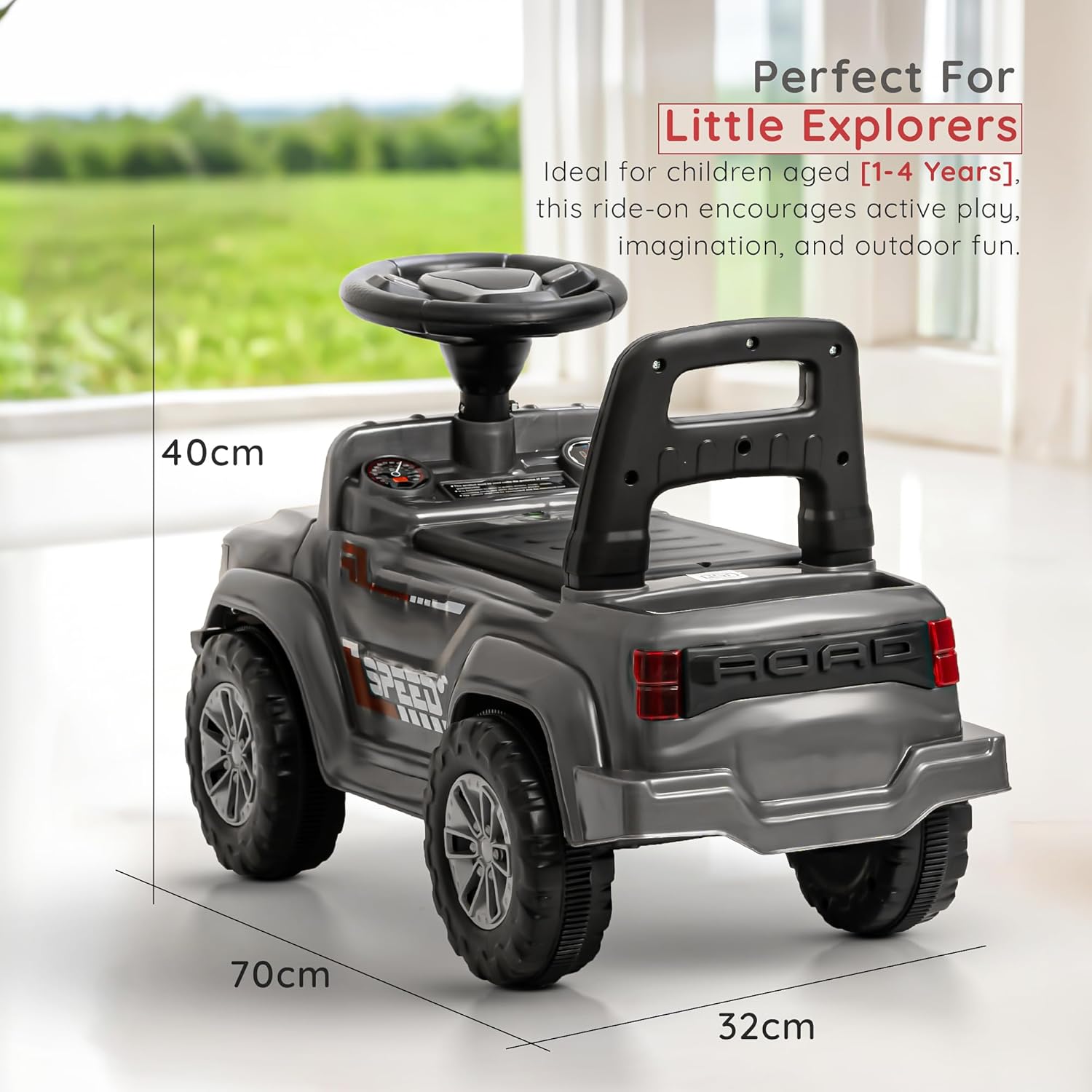 Baybee Push Ride on Baby Jeep for Kids Toys with LED Light & Storage Bin-Grey Baybee Push Ride on Baby Jeep for Kids Toys with LED Light & Storage Bin-Grey