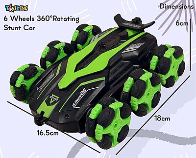 6 Wheels 360°Rotating Remote Control Rechargeable Stunt Car Swing Arm Vehicle Deformation Off Road 2.4GHZ - Green