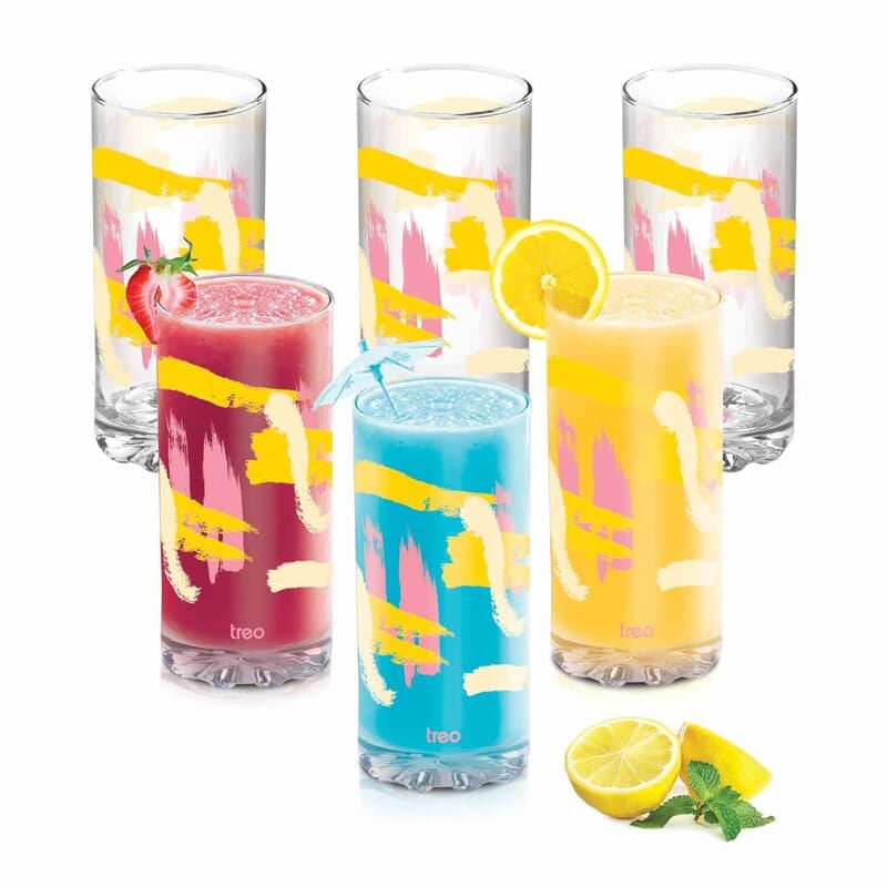 Treo by Milton D Ziner Torrent Glass Set of 6, 316 ml, Abstract